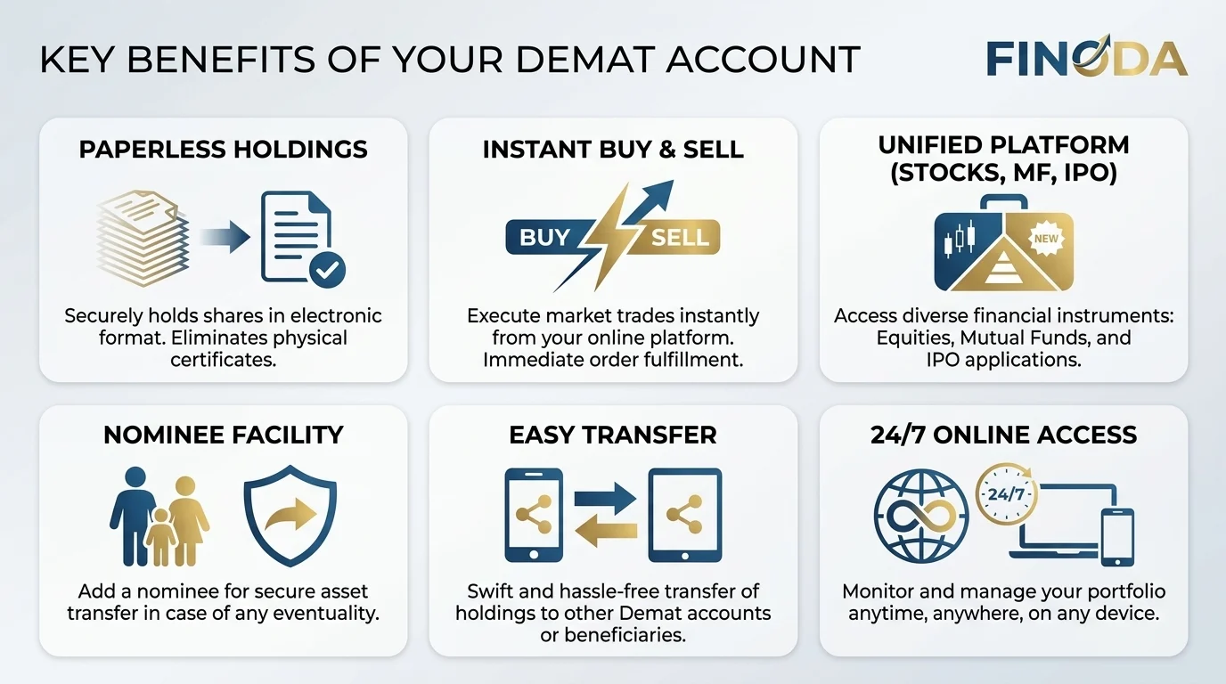 Demat account opening 3-step process Finoda Bangalore eKYC