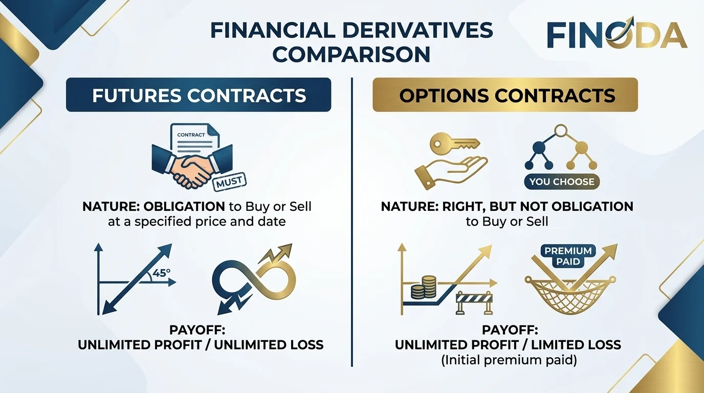 Futures vs options India comparison derivatives trading NSE