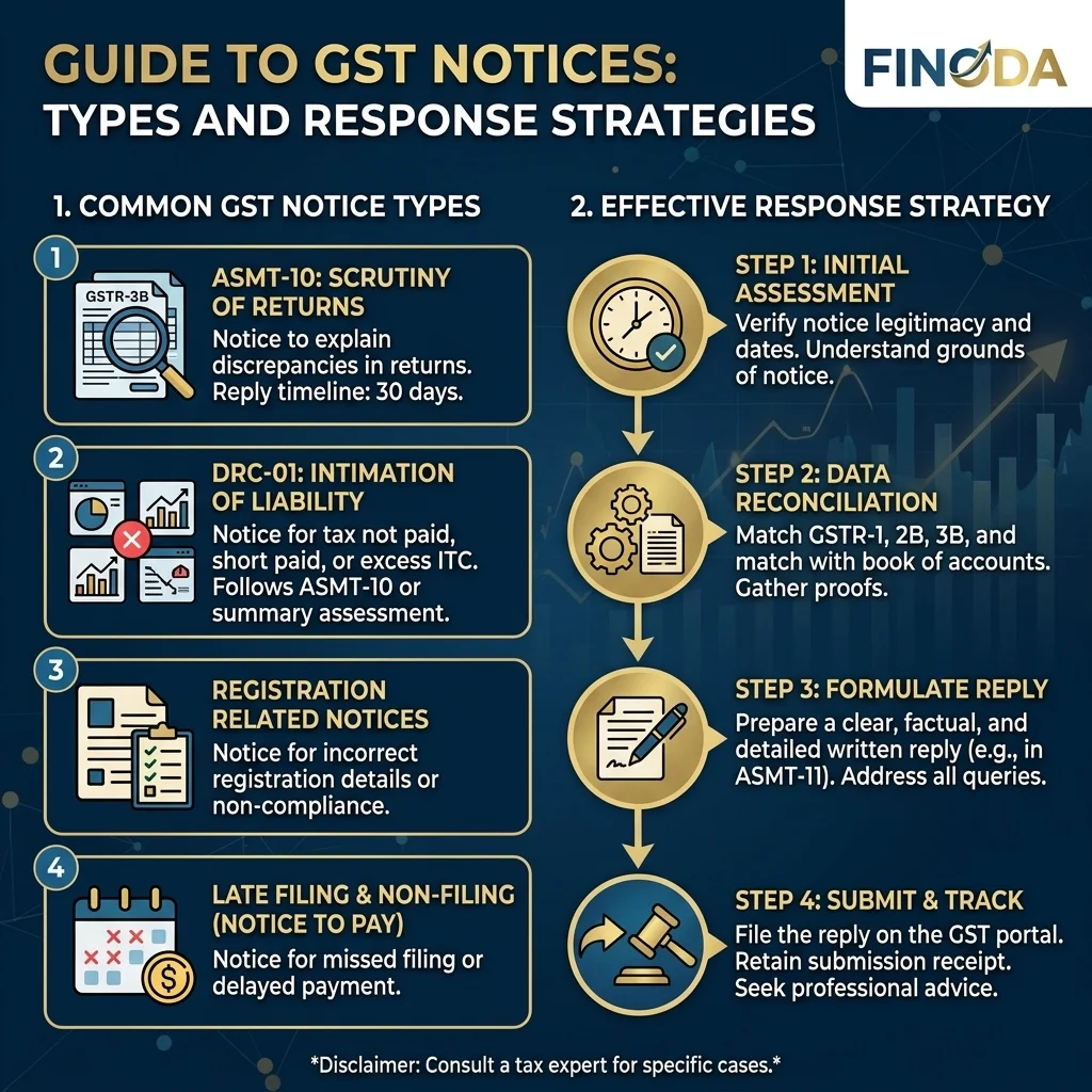 GST notice response India SCN DRC-01 show cause notice how to reply