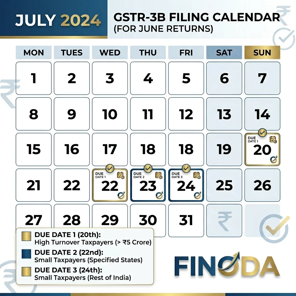 GSTR 3B filing due date India monthly calendar GST return deadline