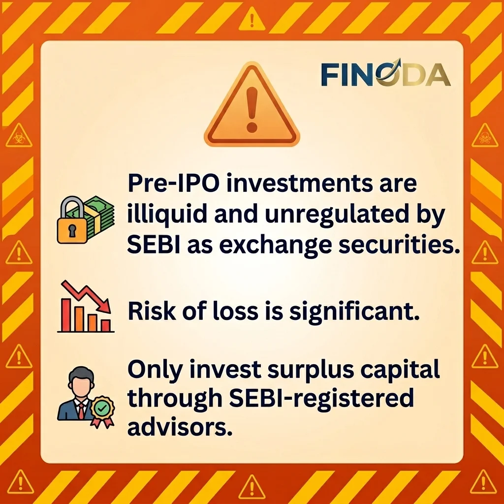Pre-IPO investment risk warning India — illiquid and unregulated as exchange securities
