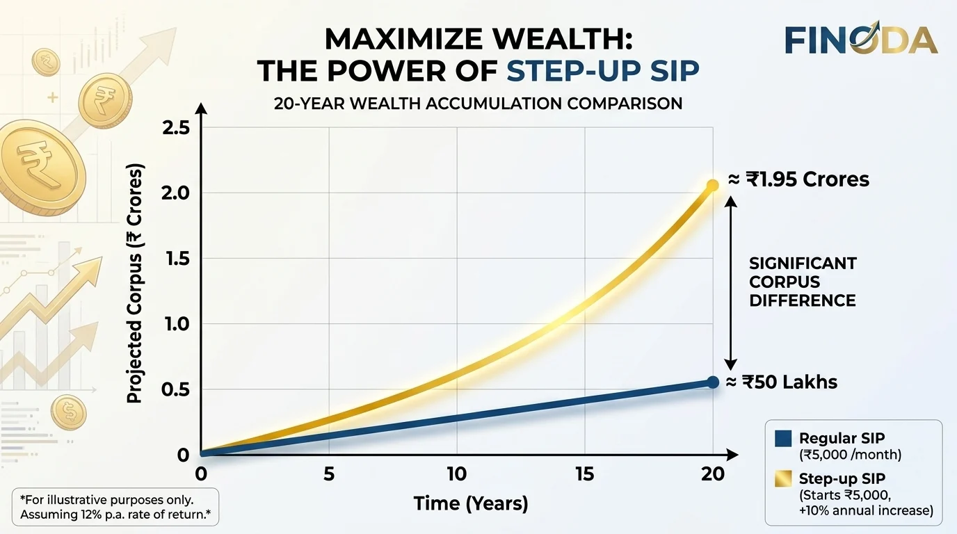 Step-up SIP India calculator 10% annual increase returns comparison